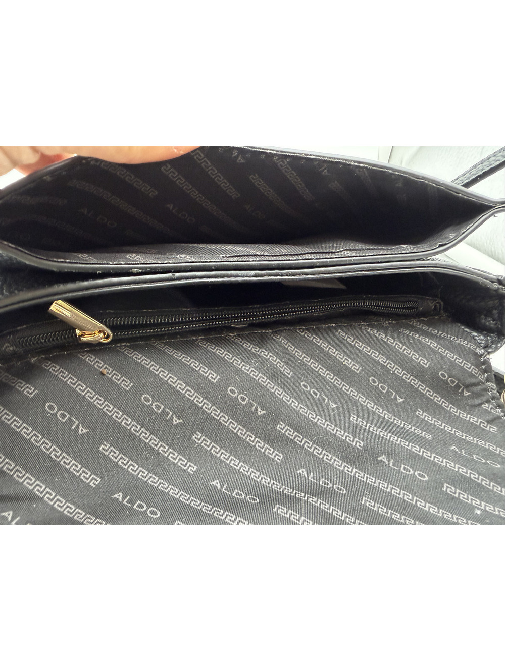 ALDO Black Pebbled Leather Crossbody Bag with Gold Tone Hardware - Picture 5 of 5